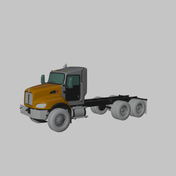 0002 Kenworth T470 Chassis Truck 3-Axle 3D Model