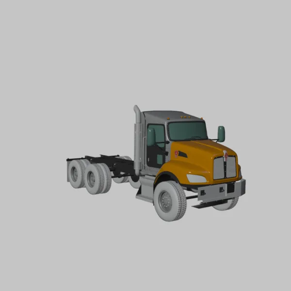 0003 Kenworth T470 Chassis Truck 3-Axle 3D Model