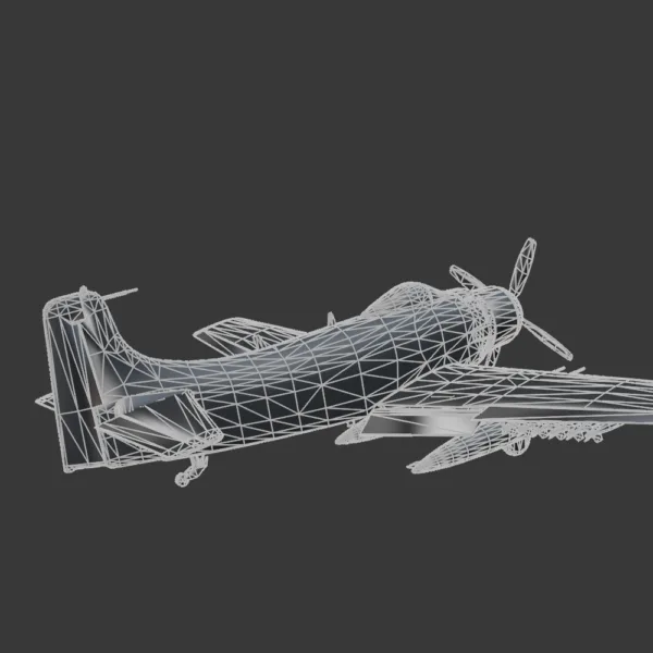 0002 Douglas A-1 Skyraider 3D Model – High-Detail WWII-Era Attack Aircraft