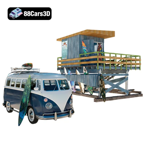 Surfing and volkswagen 3d model