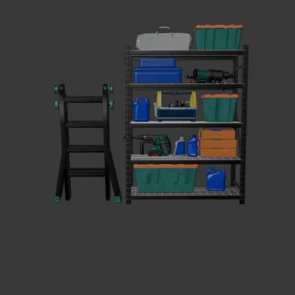 Garage Tools Set 3D Model – Comprehensive Workshop Equipment