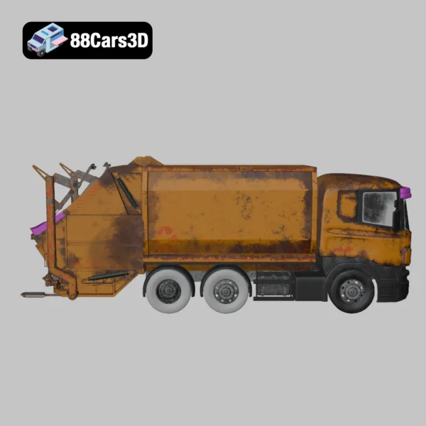 Garbage Truck 3D Model – High-Detail Waste Collection Vehicle