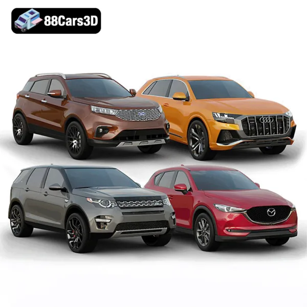 Premium SUV Pack 4 Game Ready 3D Models Range Rover Mazda CX 5 Ford Territory Audi Q8