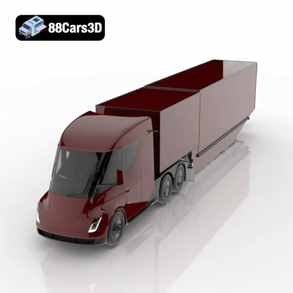 Electric Semi Truck Tesla with Trailer Rigged 3D Model 444 Electric Semi Truck Tesla with Trailer – 3D Model