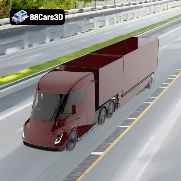 Electric Semi Truck Tesla with Trailer – 3D Model