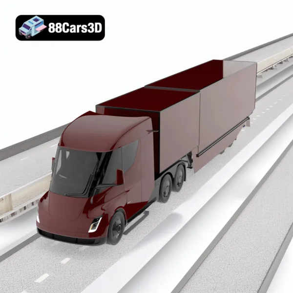 Electric Semi Truck Tesla with Trailer Rigged 3D Model11 Electric Semi Truck Tesla with Trailer – 3D Model