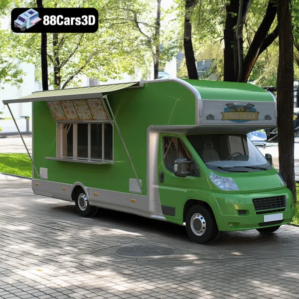 Food Truck 3D Model3 Food Truck 3D Model – Versatile Asset for Street Scenes & Game Projects