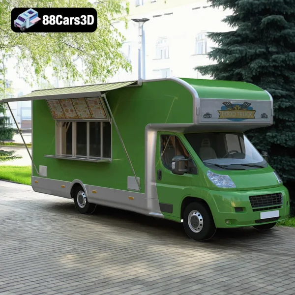 Food Truck 3D Model4 Food Truck 3D Model – Versatile Asset for Street Scenes & Game Projects