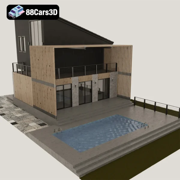 Modern Residential House with Swimming Pool 3D Model