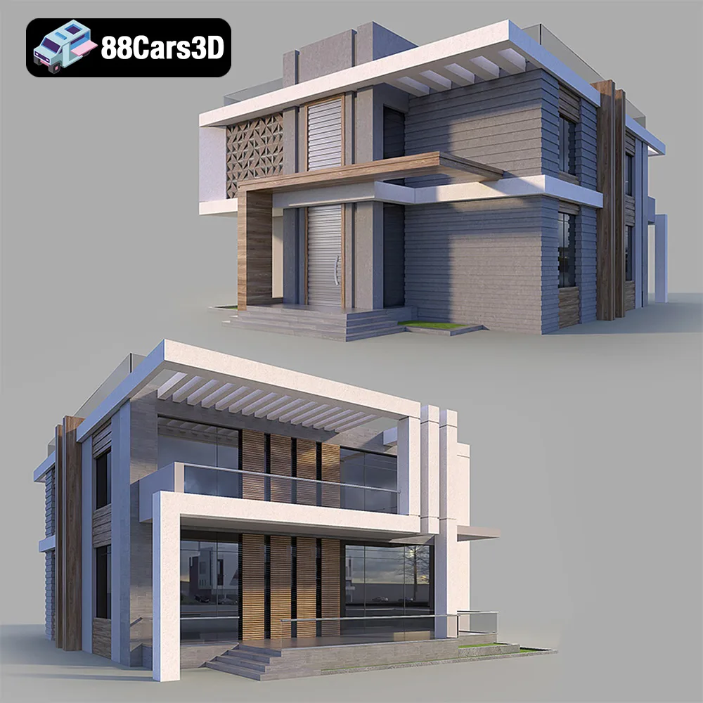 009 Modern Villa 2021 – Contemporary Residential House 3D Model 3D Printable STL