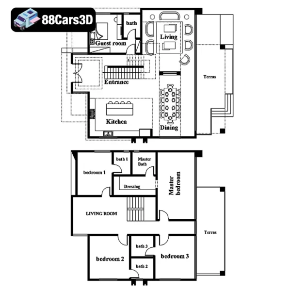 009 Modern Villa 2021 – Contemporary Residential House 3D Model