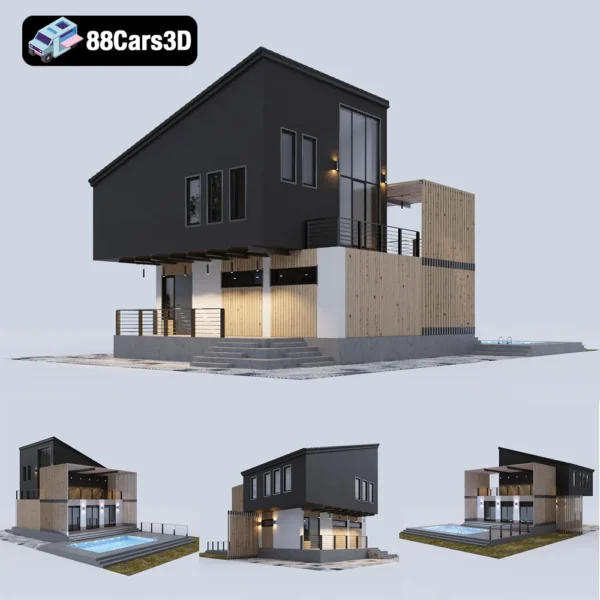 Modern Residential House with Swimming Pool 3D Model