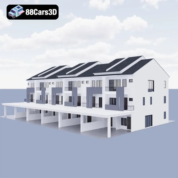 3 Storey Terrace House – Modern Residential 3D Model