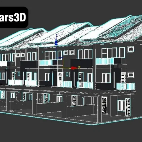3 Storey Terrace House – Modern Residential 3D Model