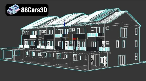 3 Storey Terrace House_05 3 Storey Terrace House – Modern Residential 3D Model