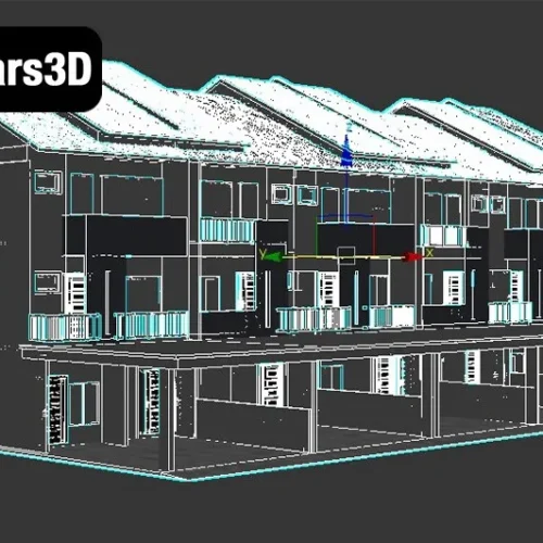 3 Storey Terrace House – Modern Residential 3D Model