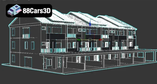 3 Storey Terrace House_06 3 Storey Terrace House – Modern Residential 3D Model