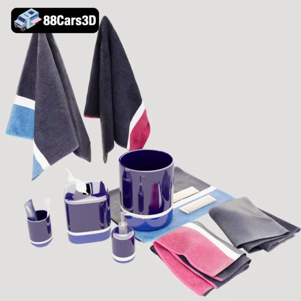 PB_Teen Color Block Bath Accessoires Set 3D Model