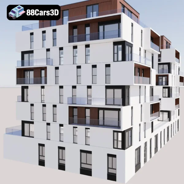 Apartment House 5 Contemporary Residential Building 3D Model