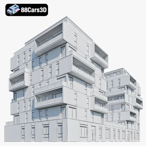 Apartment House 5 Contemporary Residential Building 3D Model