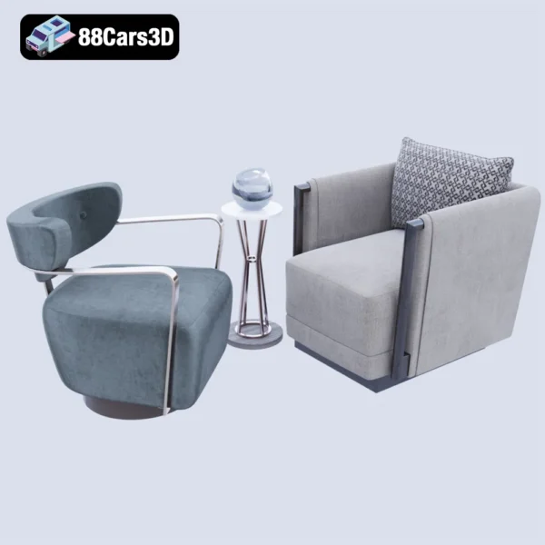 Caracole Chair Set – Elegant Accent Chair 3D Model