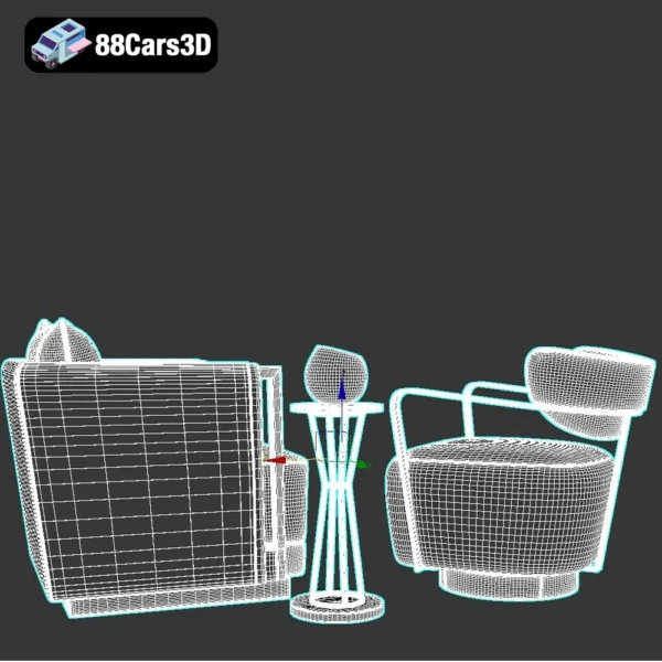 Caracole Chair Set – Elegant Accent Chair 3D Model