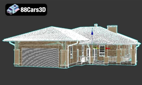 Country House With Garage – Traditional Residential 3D Model