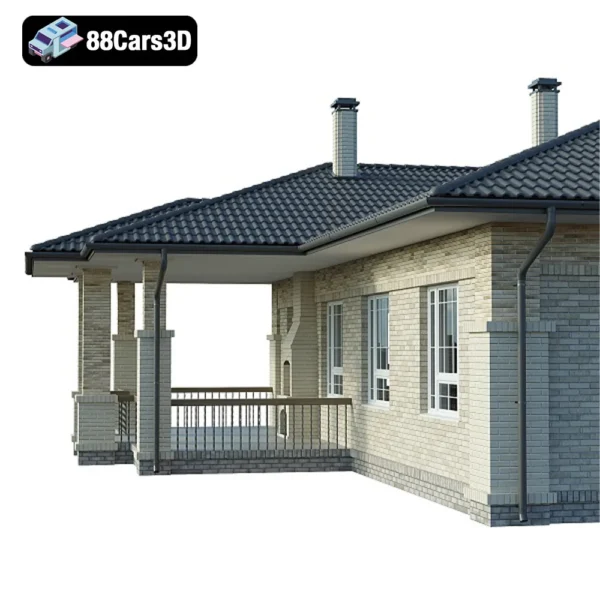 Country House With Garage – Traditional Residential 3D Model