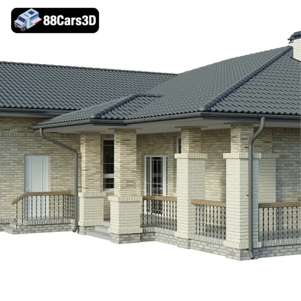 Country House With Garage – Traditional Residential 3D Model