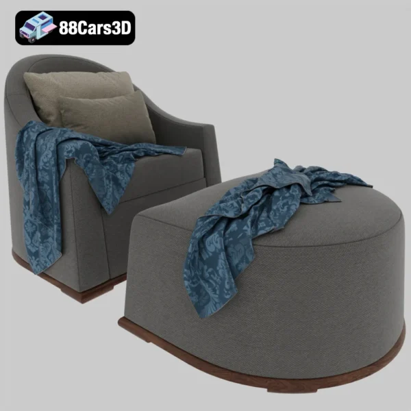 Dmitriy & Co Milano Lounge Chair & Pouf Contemporary 3D Model