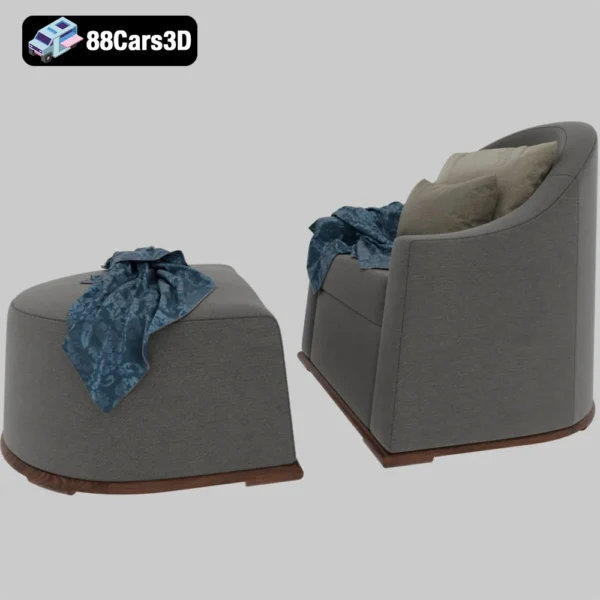 Dmitriy & Co Milano Lounge Chair & Pouf Contemporary 3D Model