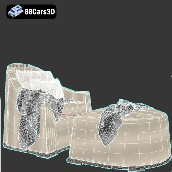 Dmitriy & Co Milano Lounge Chair & Pouf Contemporary 3D Model