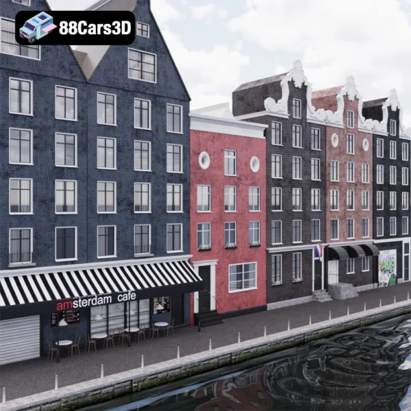 Facade Amsterdam 2 – Classic Dutch Canal House Front 3D Model