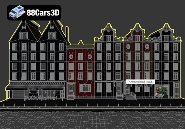Facade Amsterdam 2 – Classic Dutch Canal House Front 3D Model