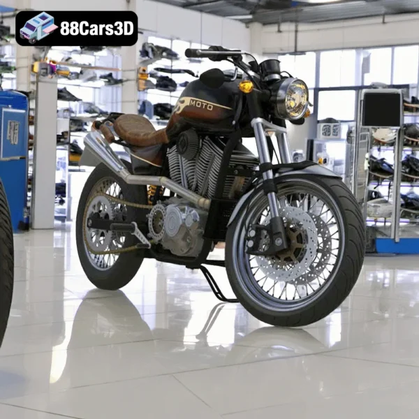 Custom Motorcycle – Detailed Cruiser Bike 3D Model