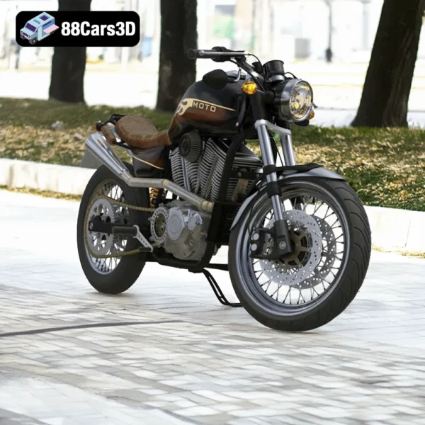 Motozcikl 6 Custom Motorcycle – Detailed Cruiser Bike 3D Model