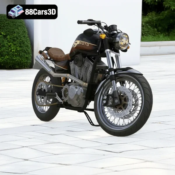 Motozcikl1 Custom Motorcycle – Detailed Cruiser Bike 3D Model