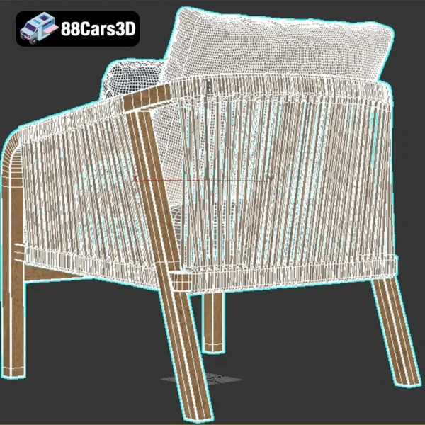 Outdoor Garden Woven Lounge Armchair  Patio Furniture 3D Model
