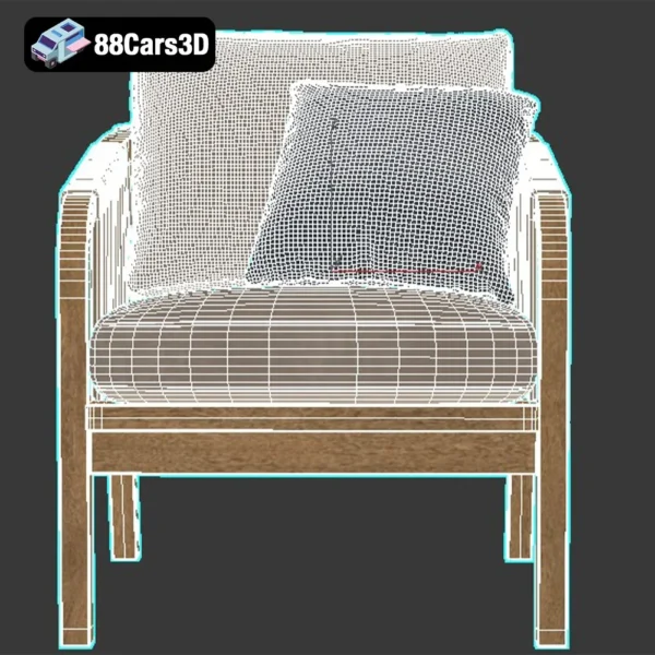 Outdoor Garden Woven Lounge Armchair  Patio Furniture 3D Model