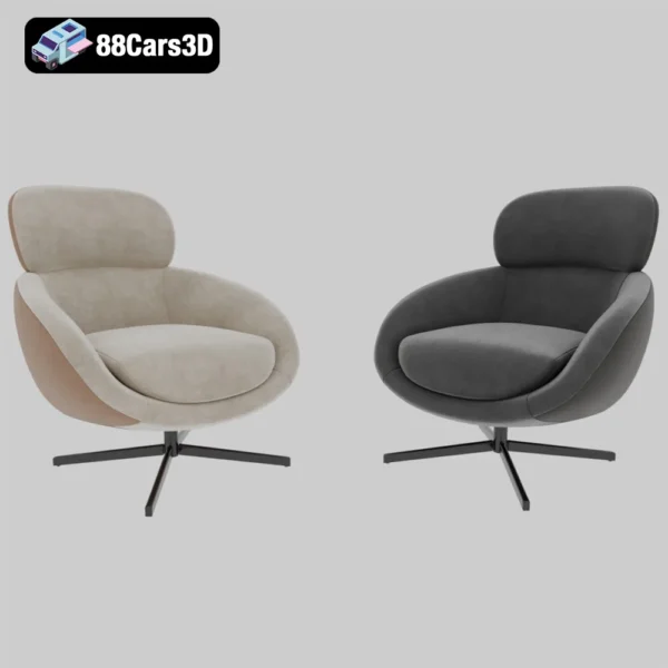Russell Armchair Mid Century Modern Lounge Chair 3D Model