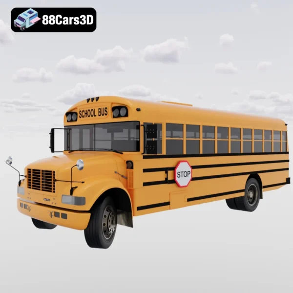 Blue Bird School Bus – Classic American School Bus 3D Model