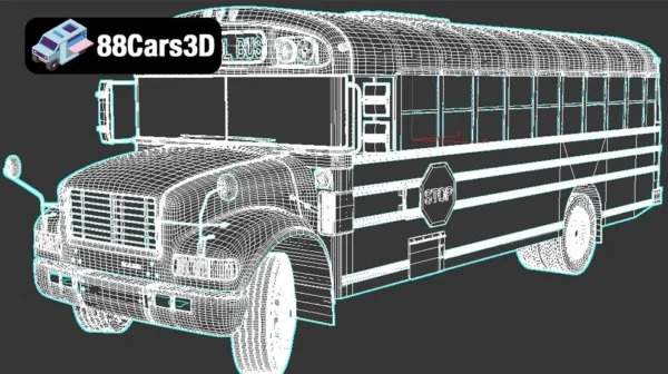 Blue Bird School Bus – Classic American School Bus 3D Model