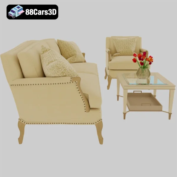 Set Caracole – Elegant Living Room Furniture 3D Model