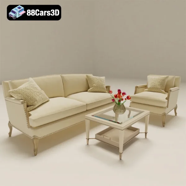 Set Caracole – Elegant Living Room Furniture 3D Model