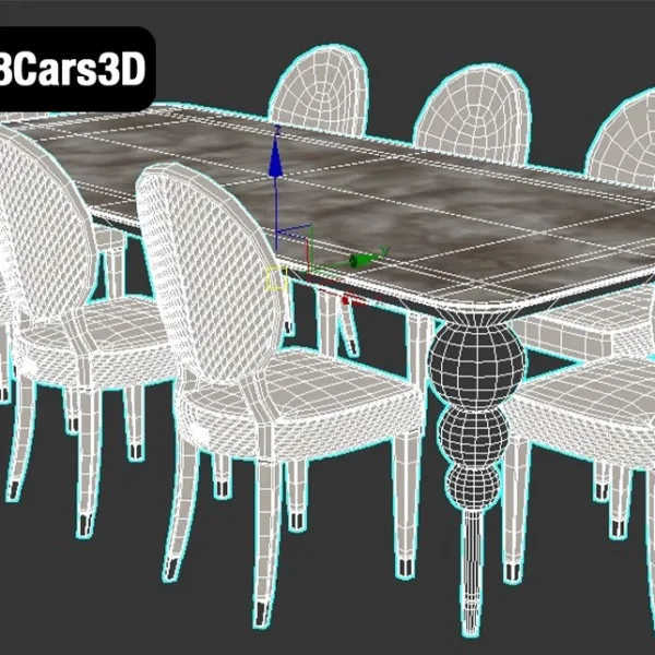 Sofia Table + Chair Set – Elegant Dining Furniture 3D Model