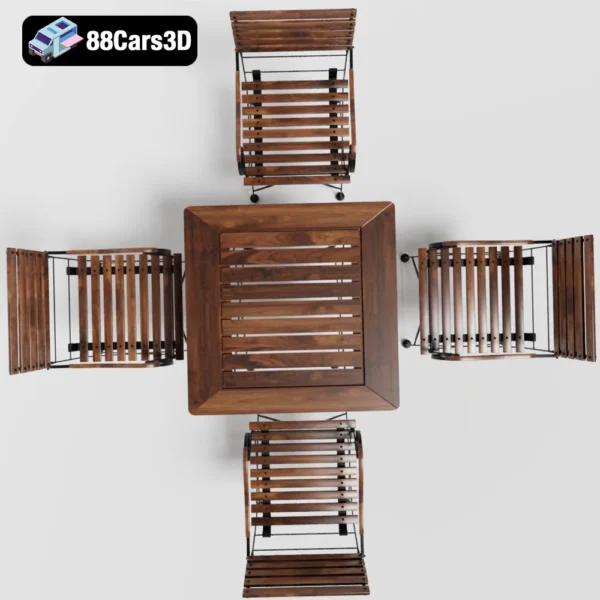 iron chair_table-003 Iron Chair & Table Set – Industrial Outdoor Furniture 3D Model