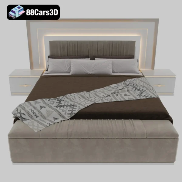 Bed matser-2025-Model 901 – Modern Upholstered Bed 3D Model