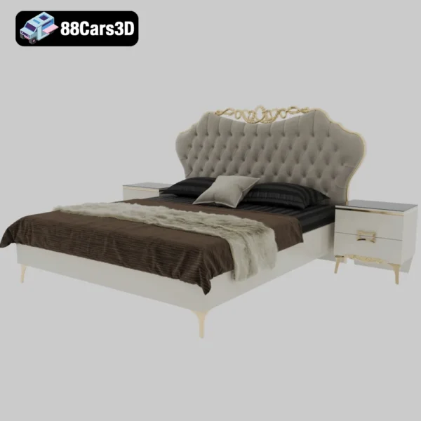 Classic Bed Elegant Bedroom Furniture 3D Model