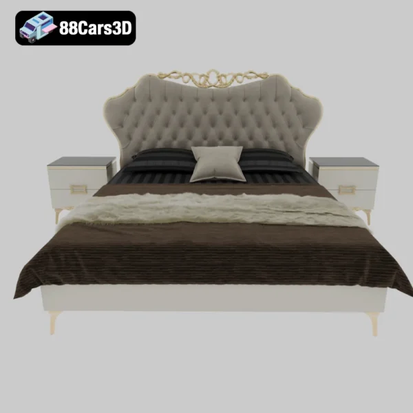 Classic Bed Elegant Bedroom Furniture 3D Model