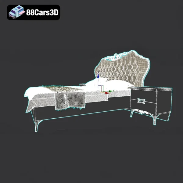 Classic Bed Elegant Bedroom Furniture 3D Model